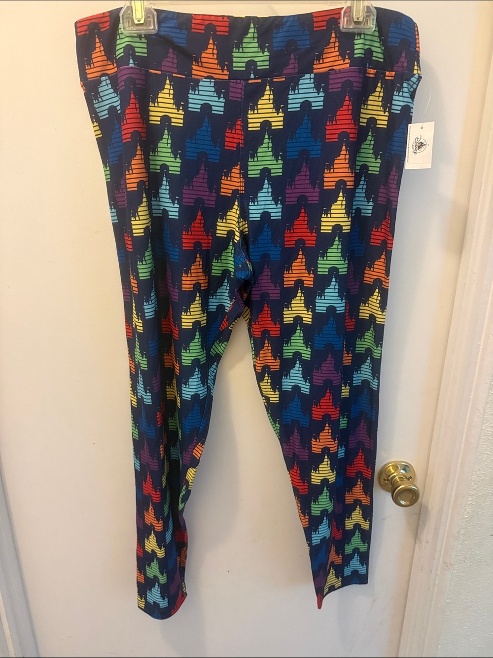 NWT Authentic Disney Parks Multicolor Castle Print Leggings - Navy Base
